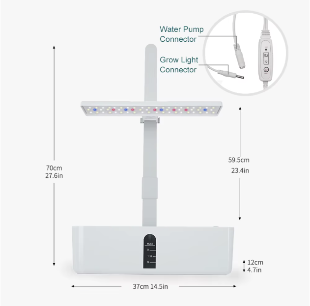 Indoor Smart Herb Garden Kit – LED Grow Light, Self-Watering Hydroponic Planter for Kitchen Counter
